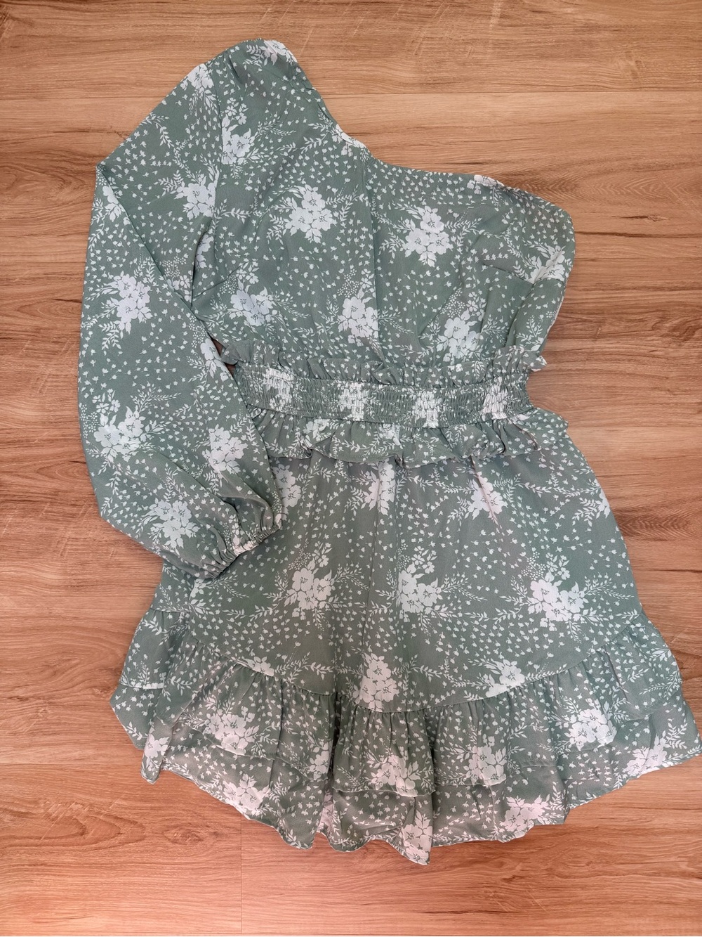 One-Shoulder Sage Green Dress
